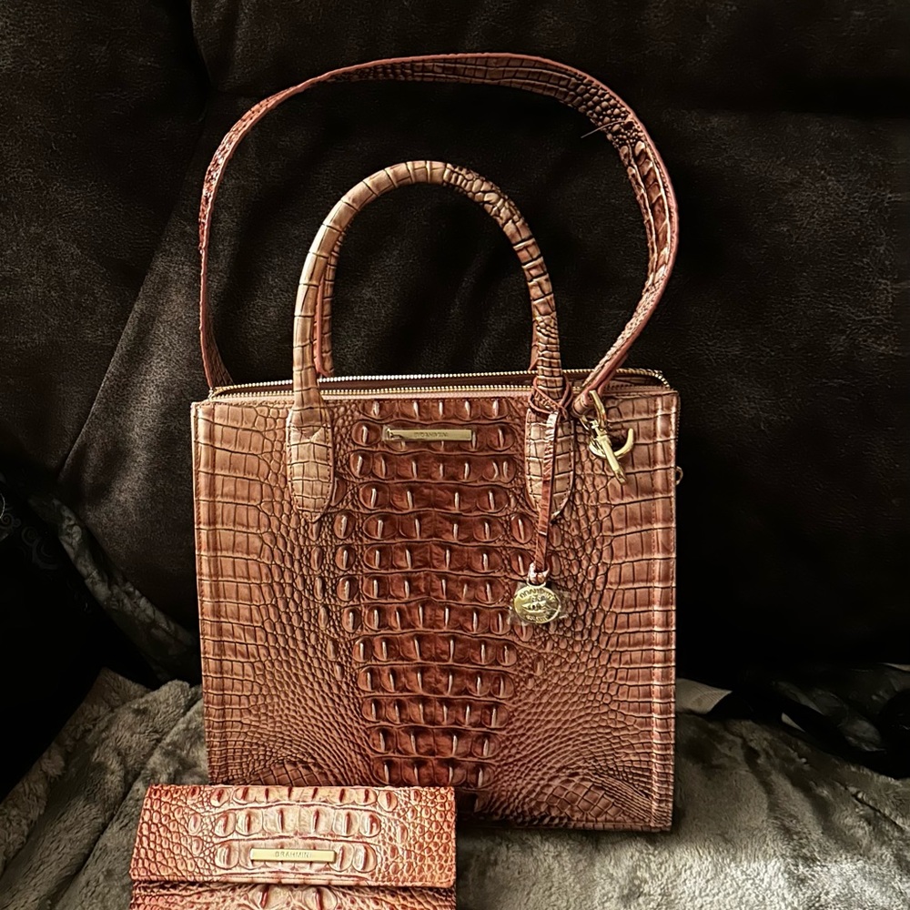 Brahmin Dusty Rose Caroline Melbourne w/Ady Wallet in Excellent Condition